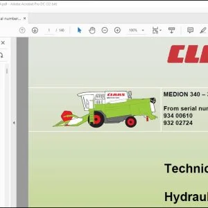 CLAAS Combines MEDION 340 - 310 Hydraulic Technical Systems Manual- PDF DOWNLOAD